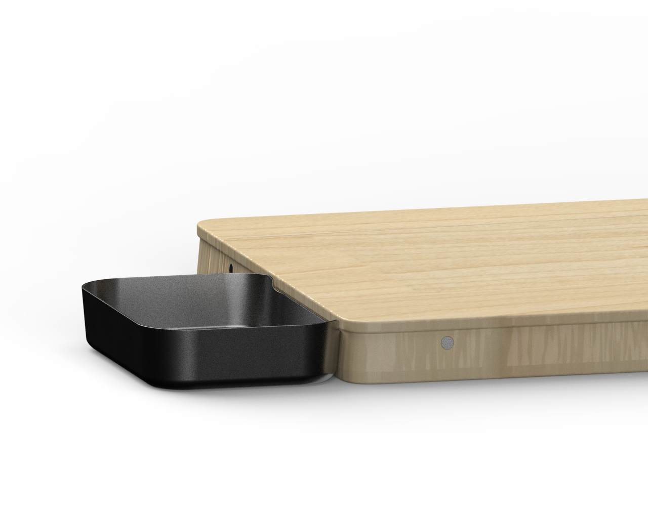 Container magnetically docked to the cutting board in position